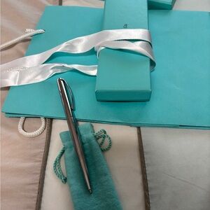 Tiffany & Co. Silver Pen with Turquoise Pouch